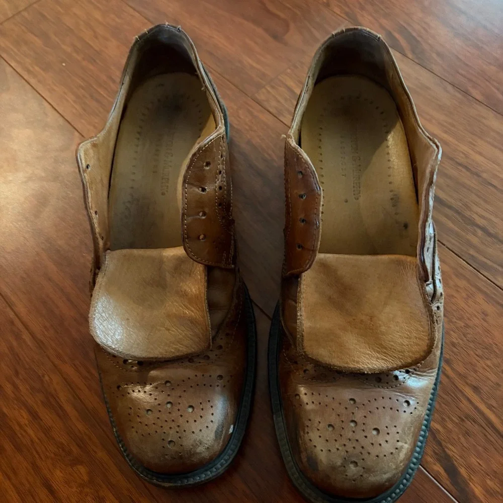 Made in Italy Brown Leather Wingtip Brogue Oxfords Johnston & Murphy Mens 8-10 M